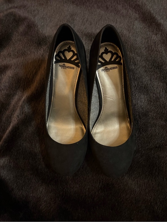 Fergalicious By Fergie Shoes - Fergalicious Black Suede Round-Toe Heels